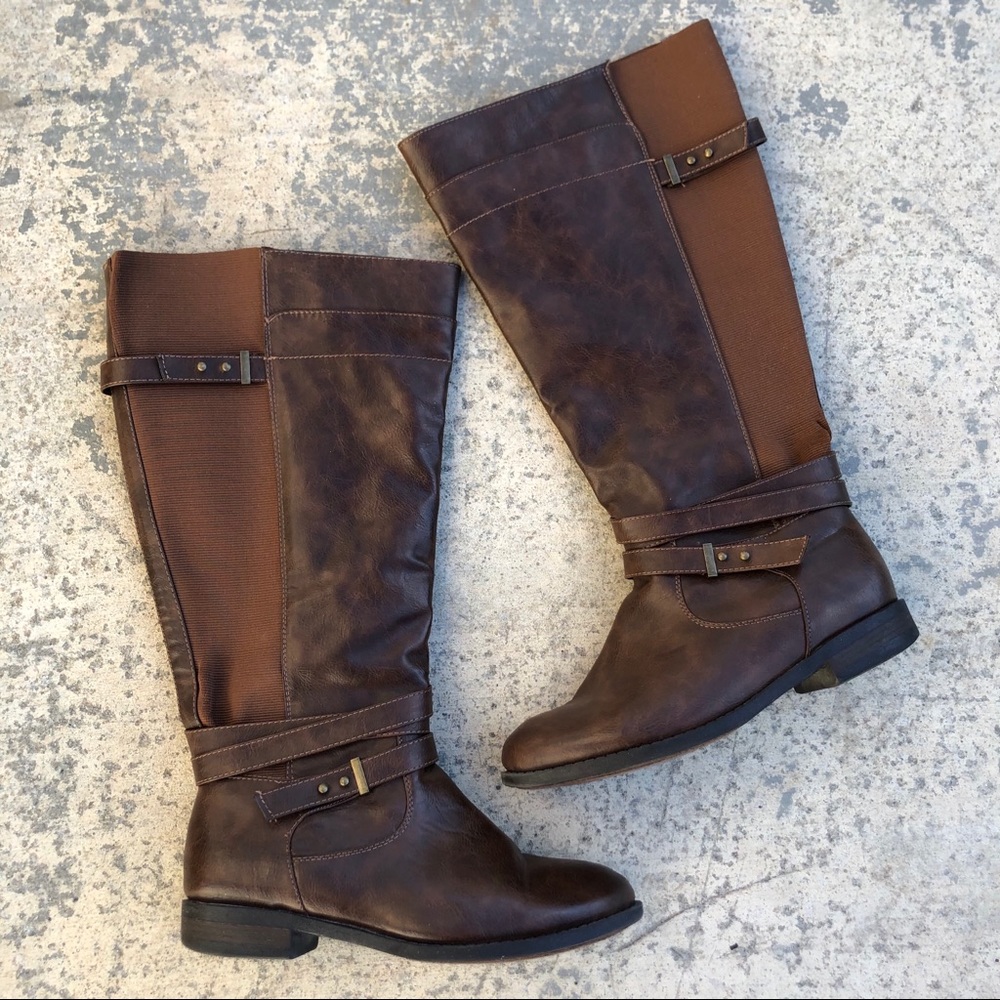 Torrid Brown Faux Leather Riding Boots Size 9 W - Picture 1 of 8